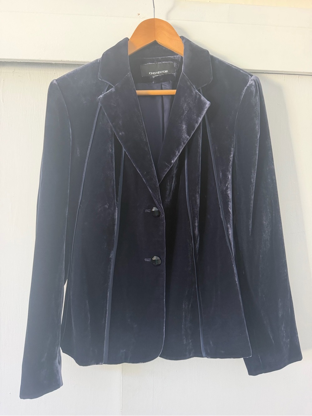 Jones New York Navy Blue Velvet Silk Tailored Blazer – Size 10